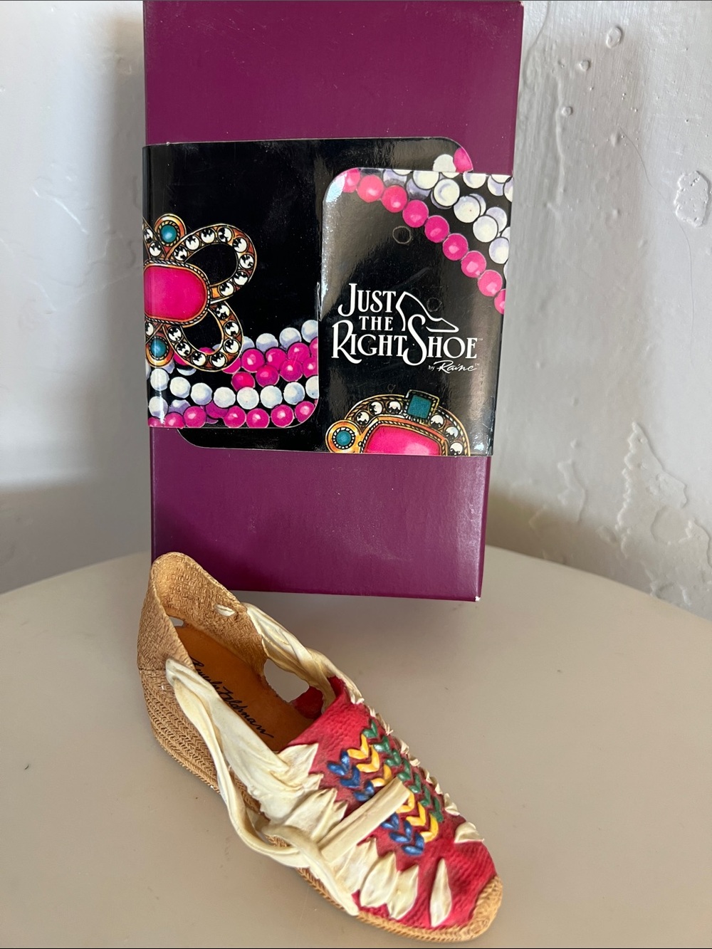 Just The Right Shoe Red and Cream Braided Espadrille Flat. Beverly Feldman